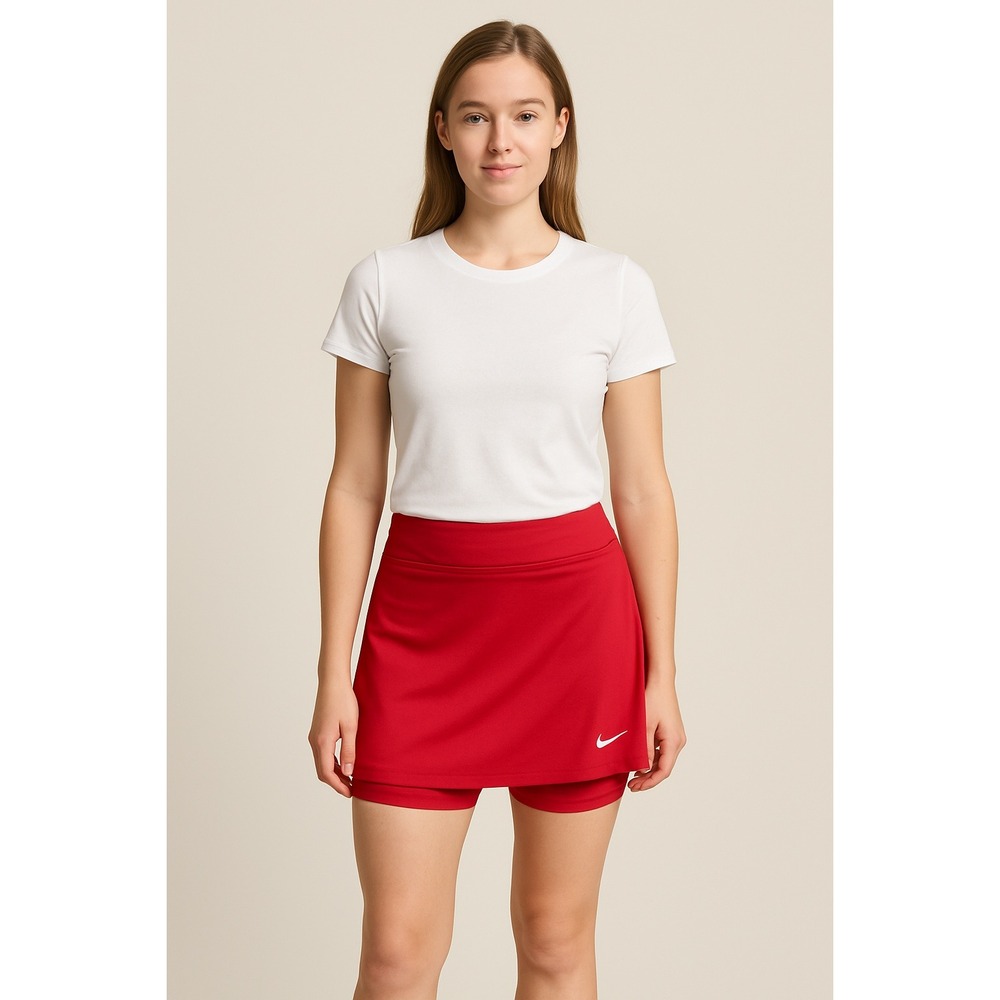 NWOT Nike Red Tennis Skirt Skort Women L Athletic Activewear Pleated with Shorts